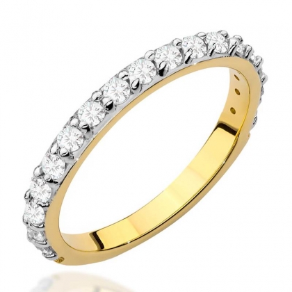 Pierścionek obrączka z Diamentami 0,34ct - złoto próby 585. W-0532